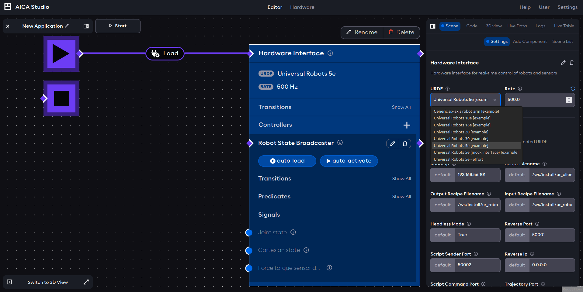 UR Hardware Interface in AICA Studio